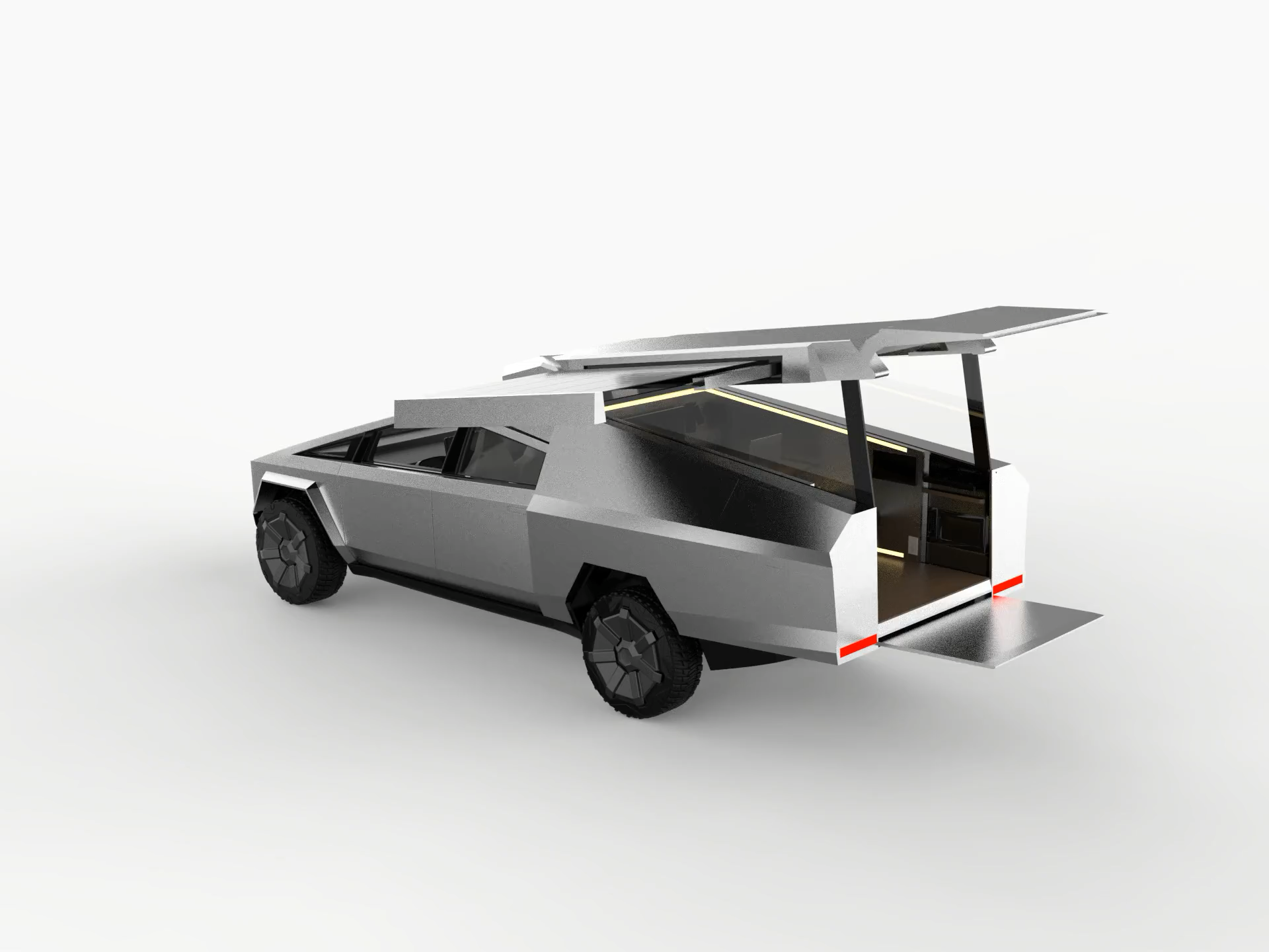 Final design — camper deployed with solar panel