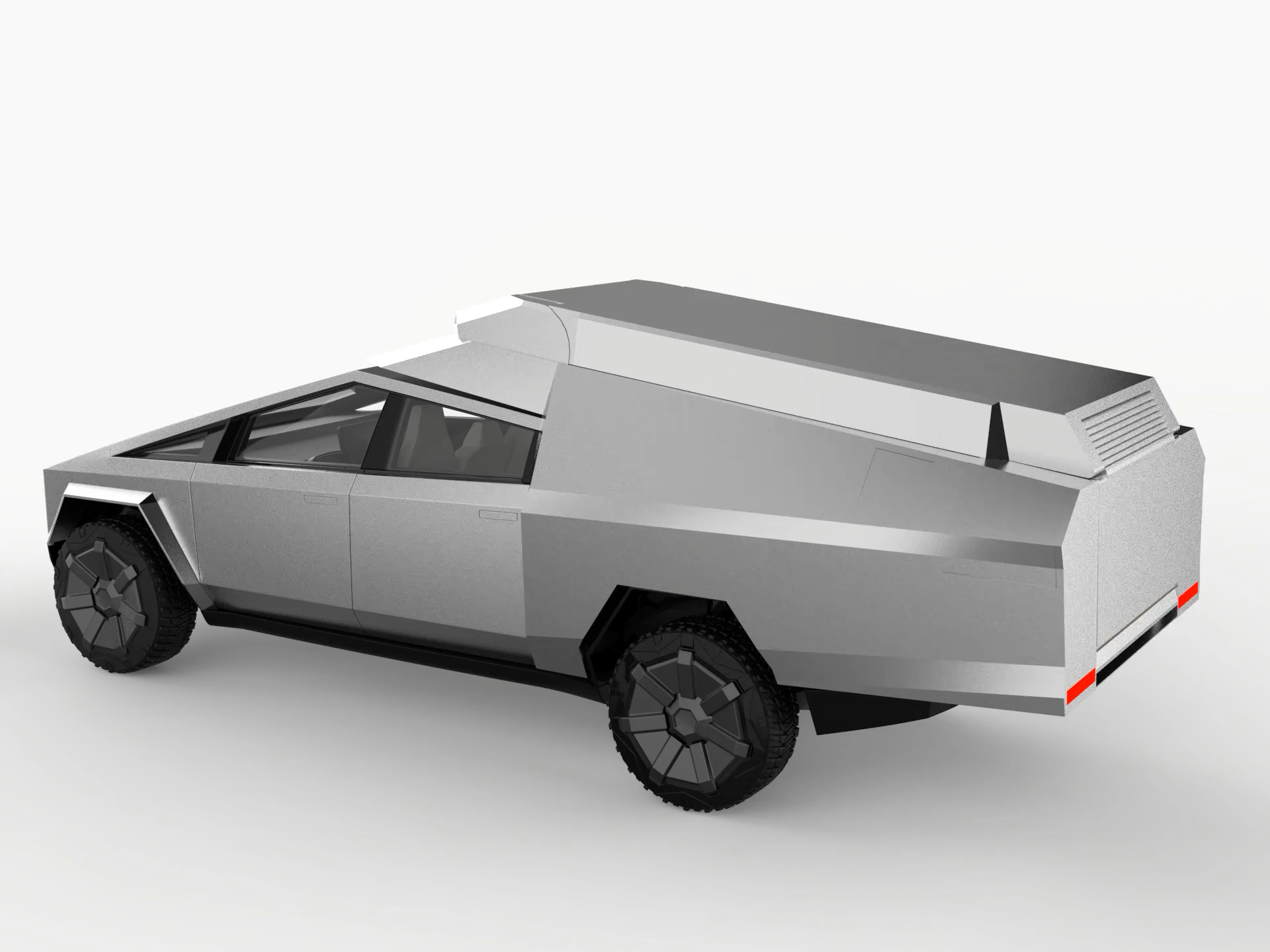 Final design — Cybertruck with camper shell closed, driving mode