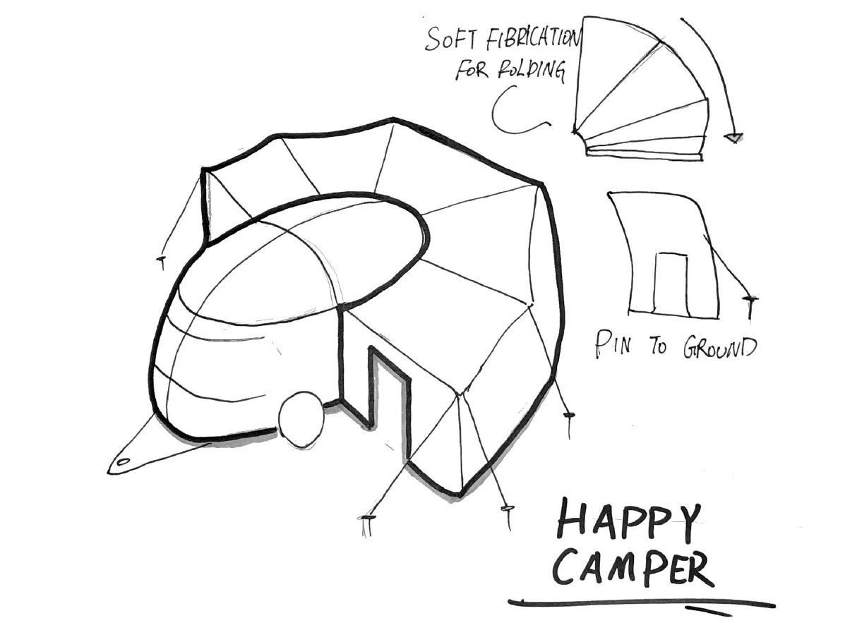 Happy Camper — soft fabrication for folding, pin to ground