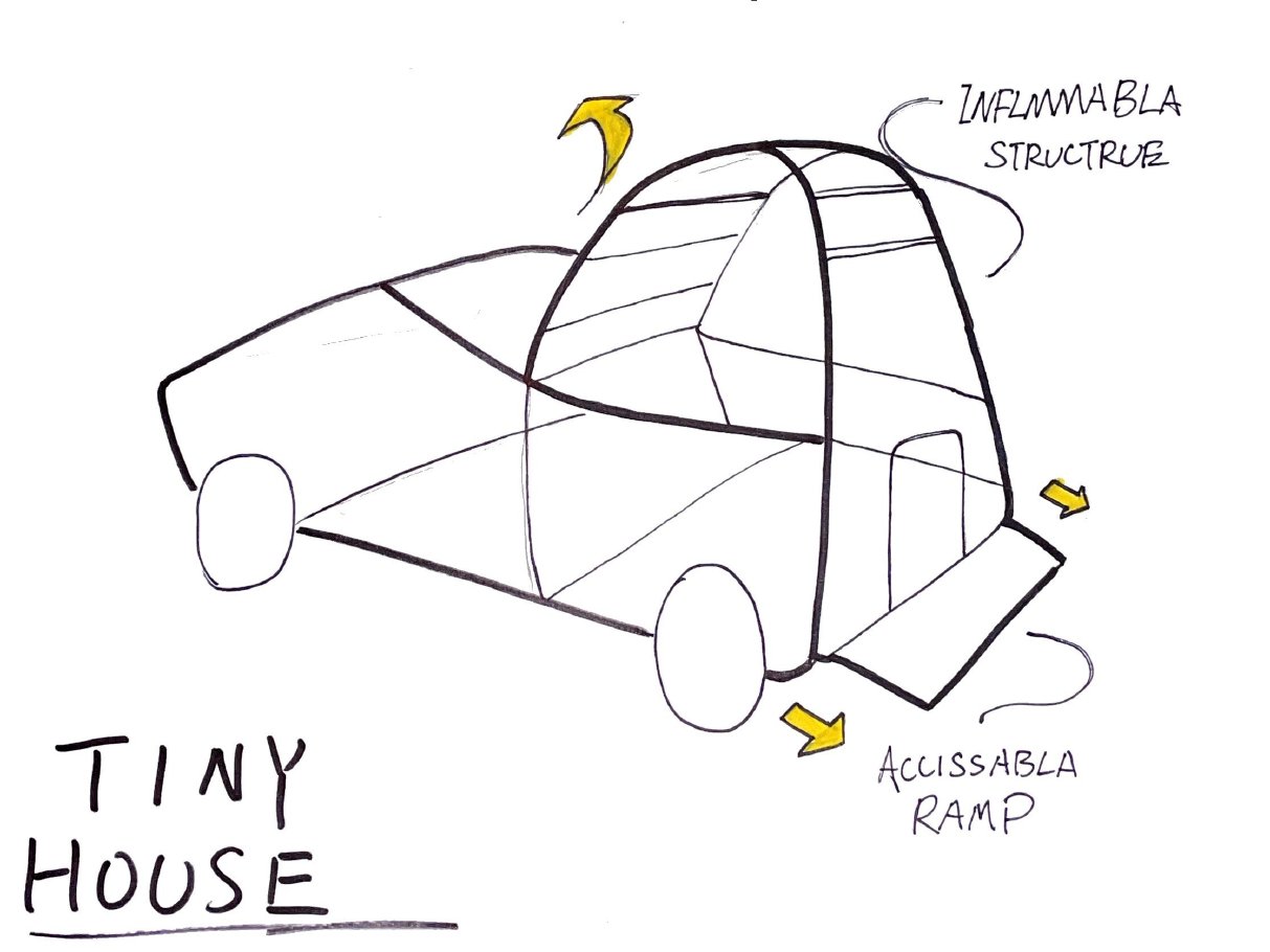 Tiny House — inflatable rear structure with accessible ramp