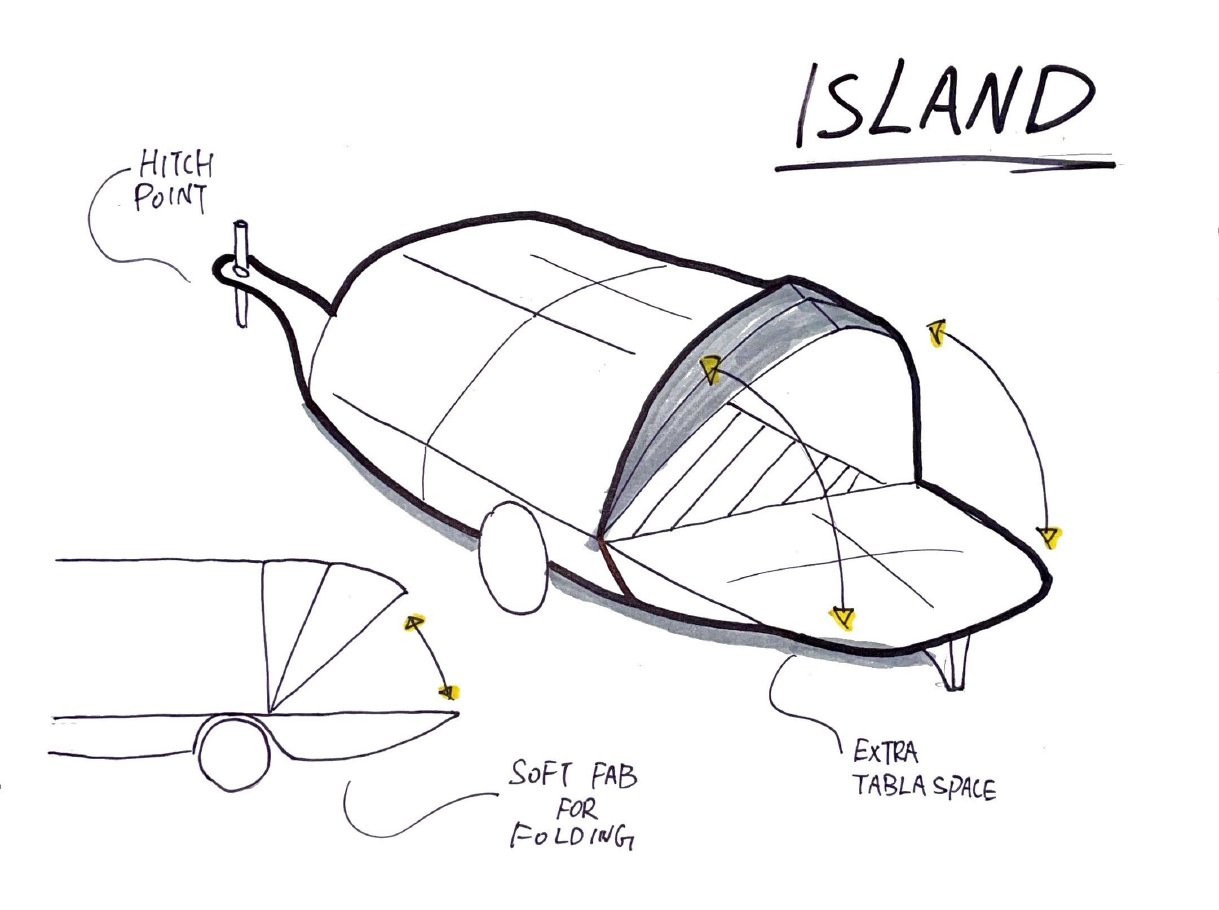 Island — hitch-point trailer with extra table space