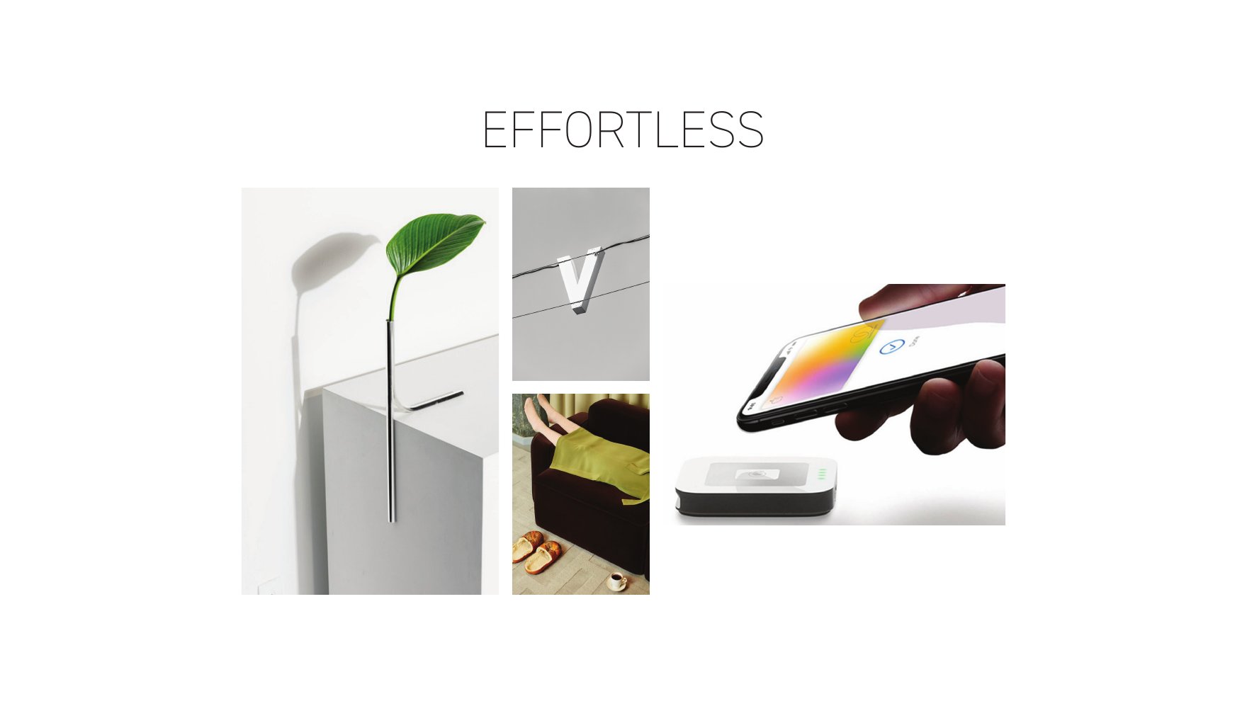 EFFORTLESS — moodboard: floating leaf, tap interaction