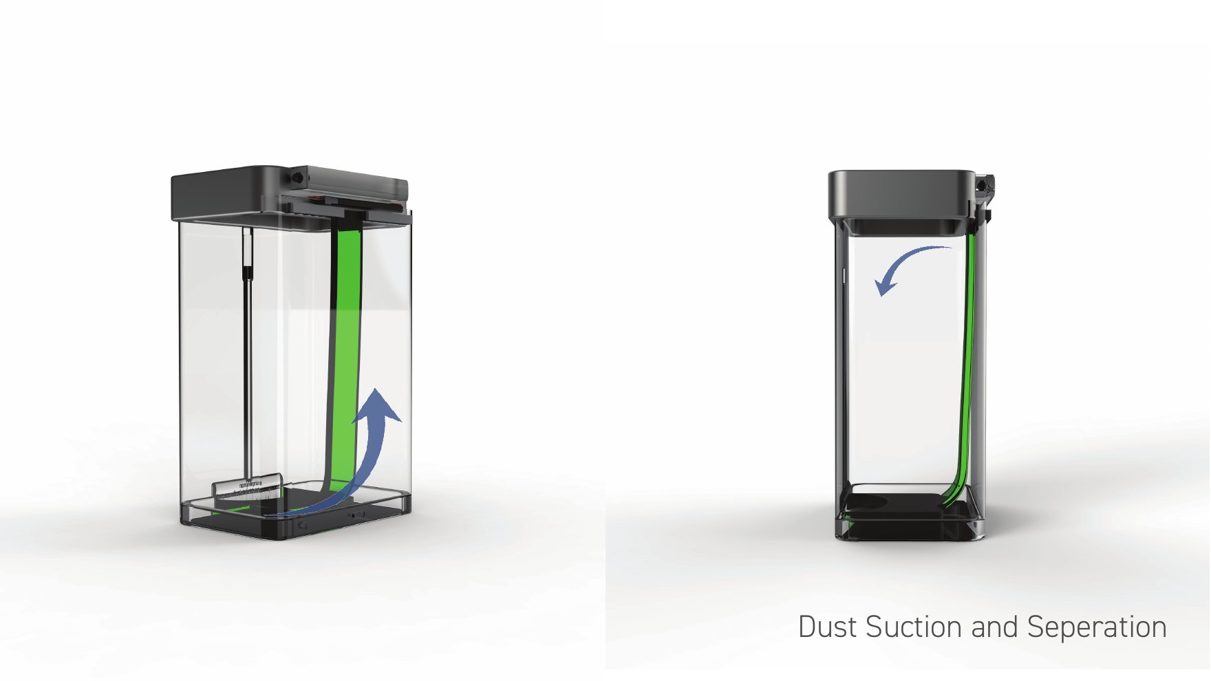 Dust suction and separation — internal flow diagram